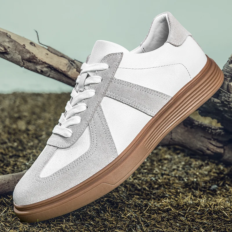 

Men's Fashion Casual Shoes Genuine Leather Upper Lace-Up Comfort Trainer for Walking, Outdoor, Business, and Leisure Activities