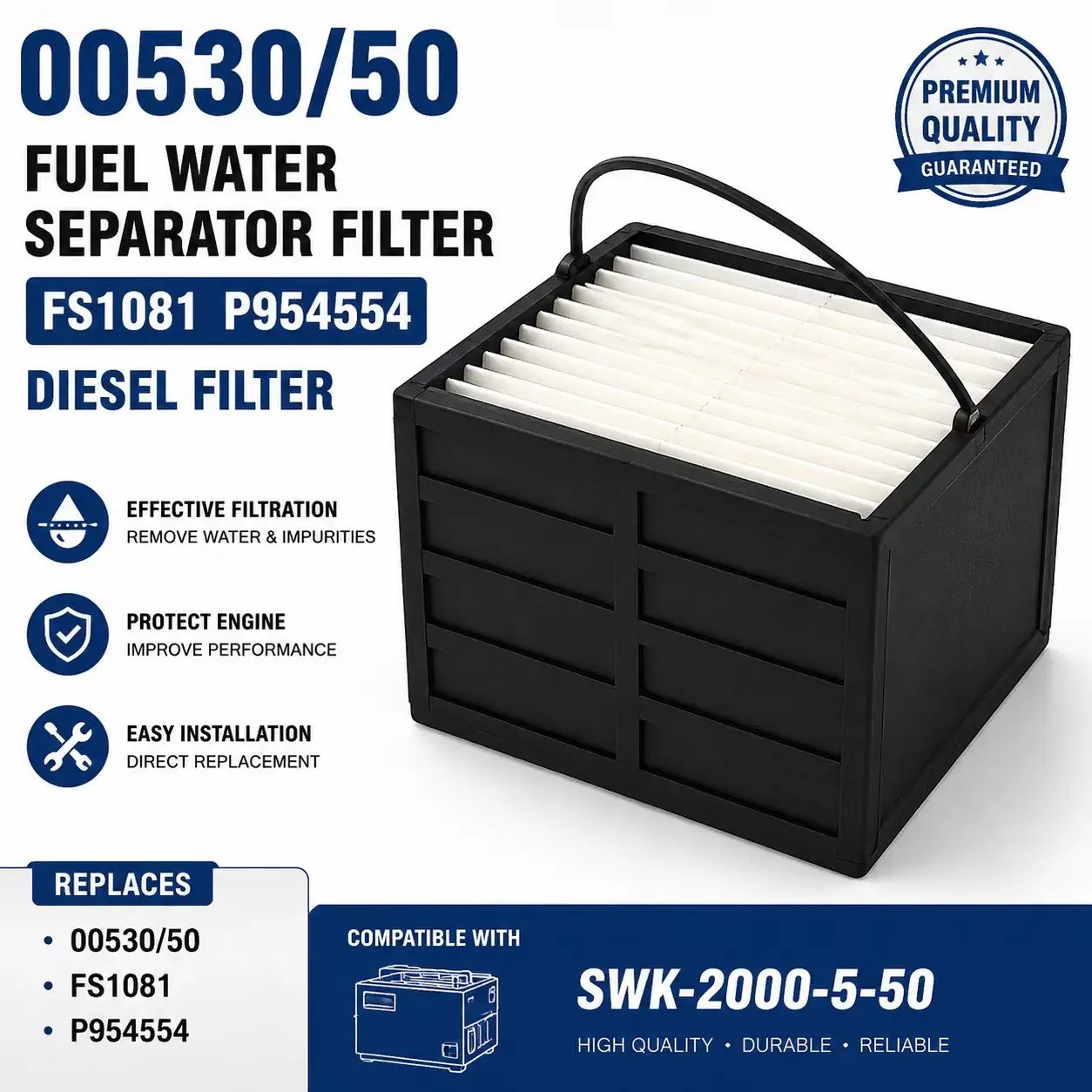 00530-50 Fuel Water Separator Filter FS1081 P954554 Diesel Fuel Filter Replacement For SWK-2000-5-50