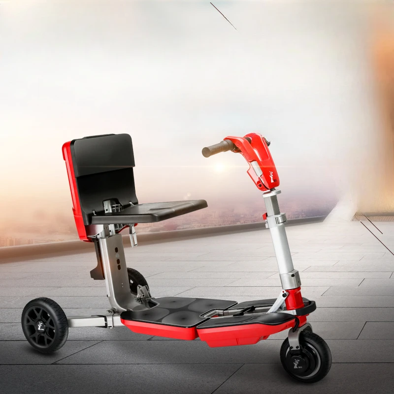 In the elderly folding electric scooter can board lithium battery three-wheeled luggage battery moped