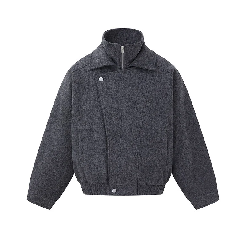 

Мужская утепленная шерстяная куртка на осень-зиму, свободного кроя, с отложным воротником, на хлопковом наполнителе из полиэфирного волокна, теплая