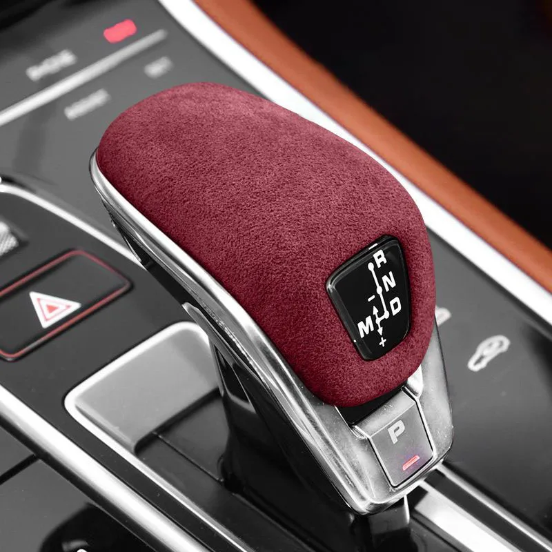 Alcantara Suede Auto Shift Knob Gear Stick Cover Handle Protector Car Accessories Trim For Porsche Panamera 2017-2023