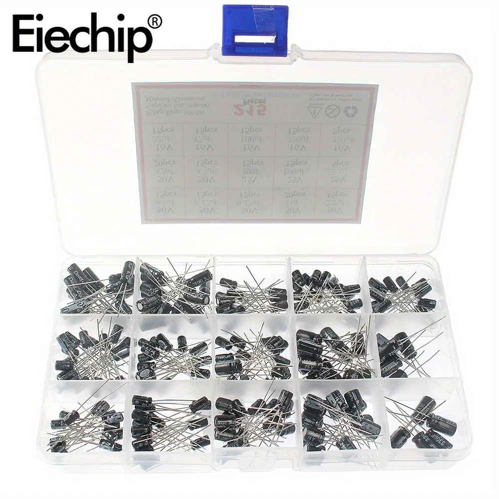 120/215 Pcs Electrolytic Capacitor Combination Kit 1uF-470uF/0.1uF-330uF 16v/25V/50 Valuminum Electrolytic Capacitor Set