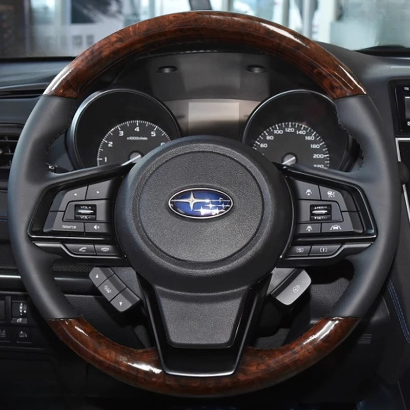 

For Subaru Forester Ascent Crosstrek 2018-2019 Hand Stitched non-slip Peach wood grain Genuine Leather Car Steering Wheel Cover