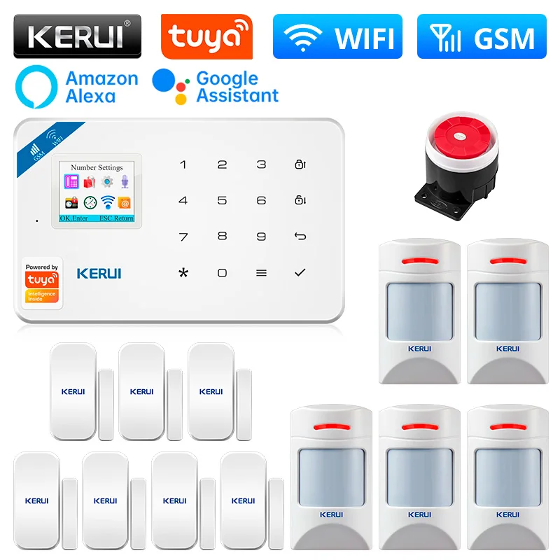 kerui home security system w181 tuya smart wi fi gsm unidade central unidade painel assaltante smart life app controle dispositivo sensor de movimento 01