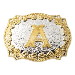 Golden Carved Letters Belt Buckle From ABCD To Z Alloy Materials 3.8cm Width