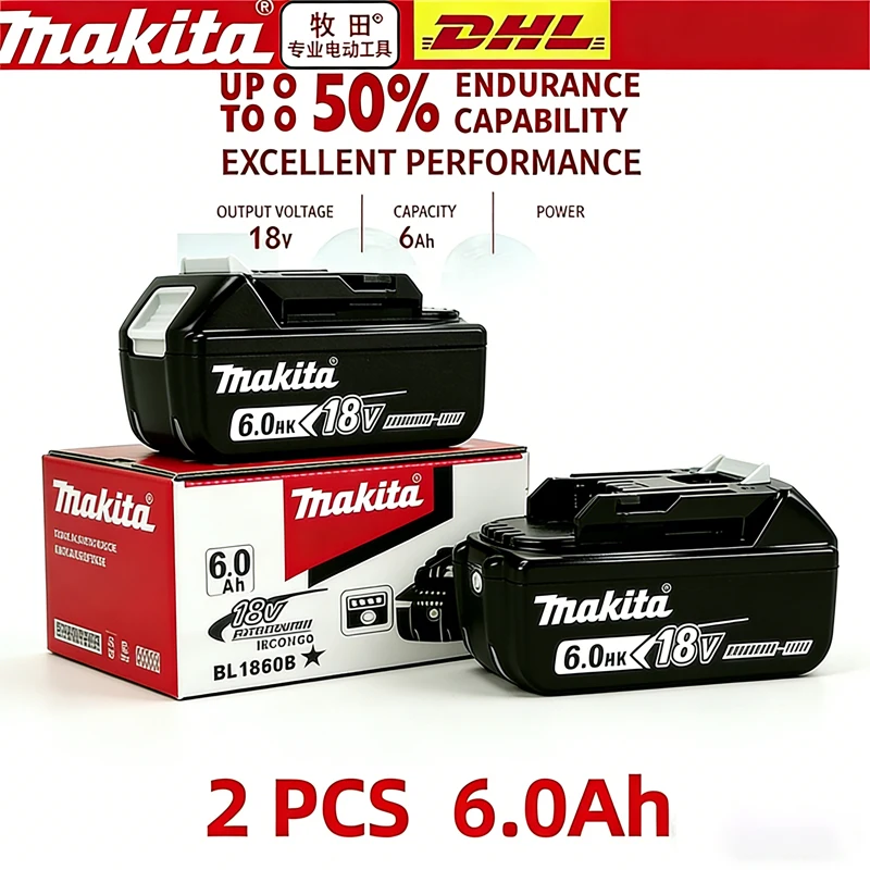 

6000mAh Makita 18V Original/Genuine Battery Replacement for BL1830B BL1850B BL1850 BL1840 BL1860 Lithium Power Tool Battery
