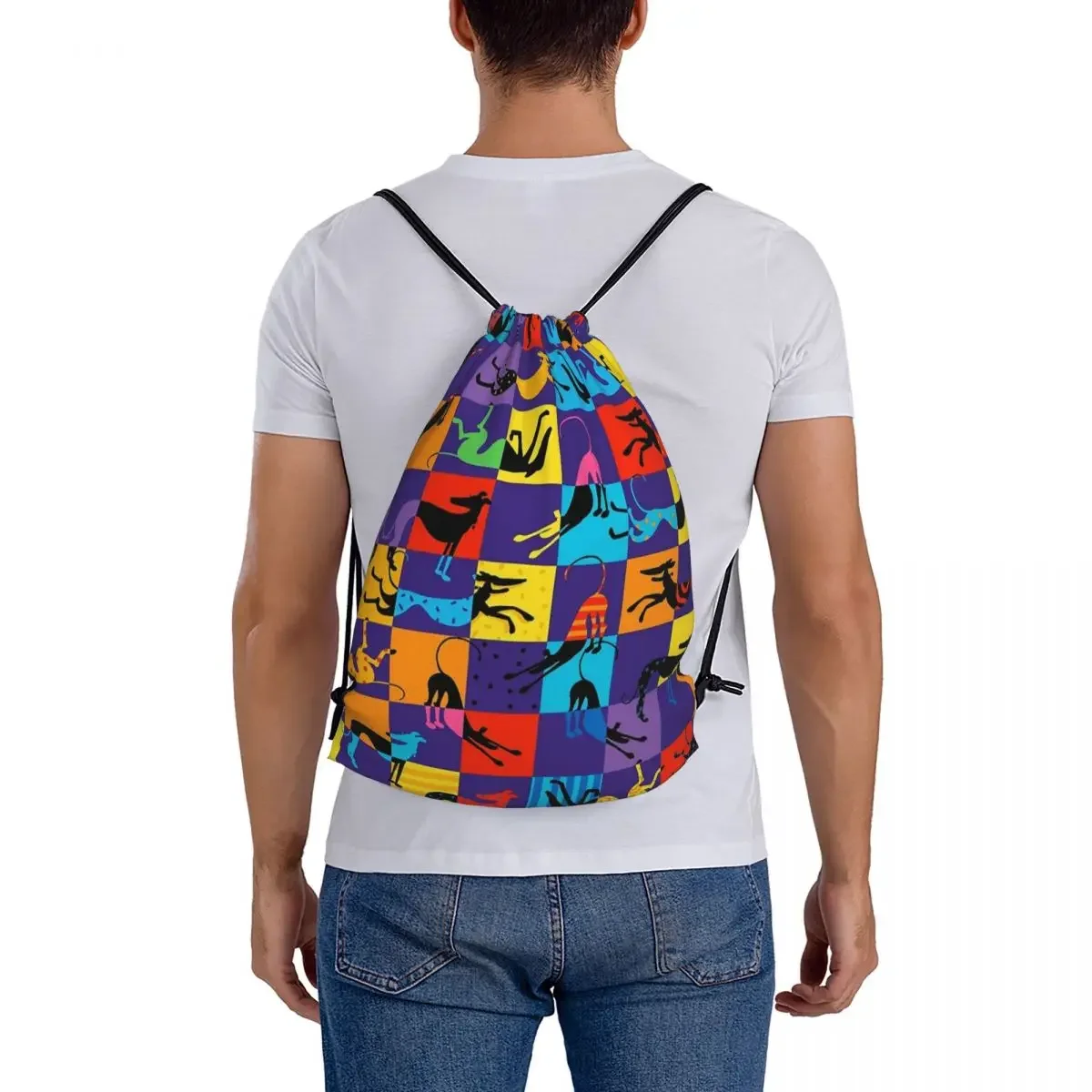 Pop Art Hounds Backpacks Casual Portable Drawstring Bags Drawstring Bundle Pocket Sundries Bag Book Bags For Man Woman Students