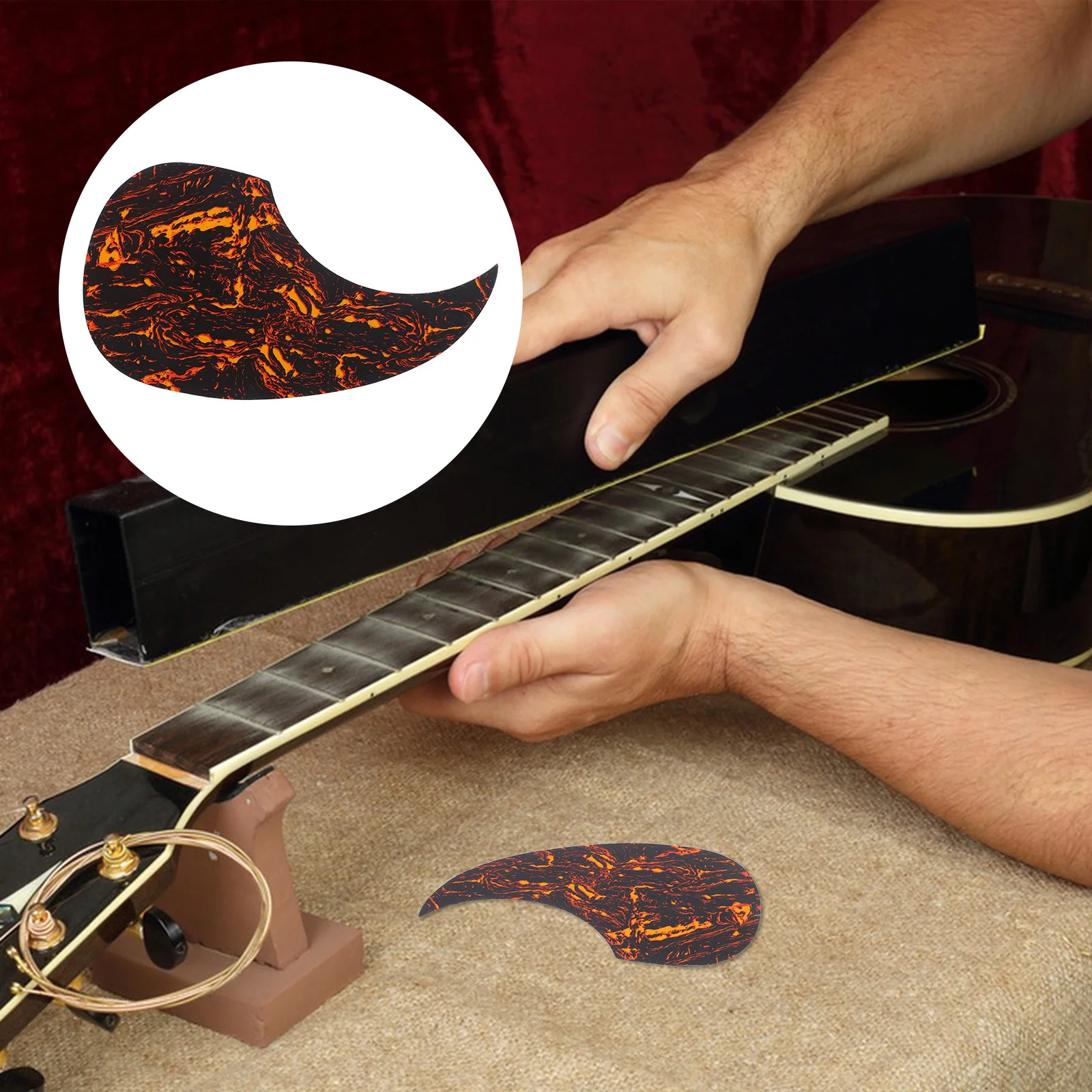 

1Pcs Guitar Pickguard Acoustic Self-Adhesive Replacement Guard Plate 128mm Anti-Scratch Protective Guitar Accessories