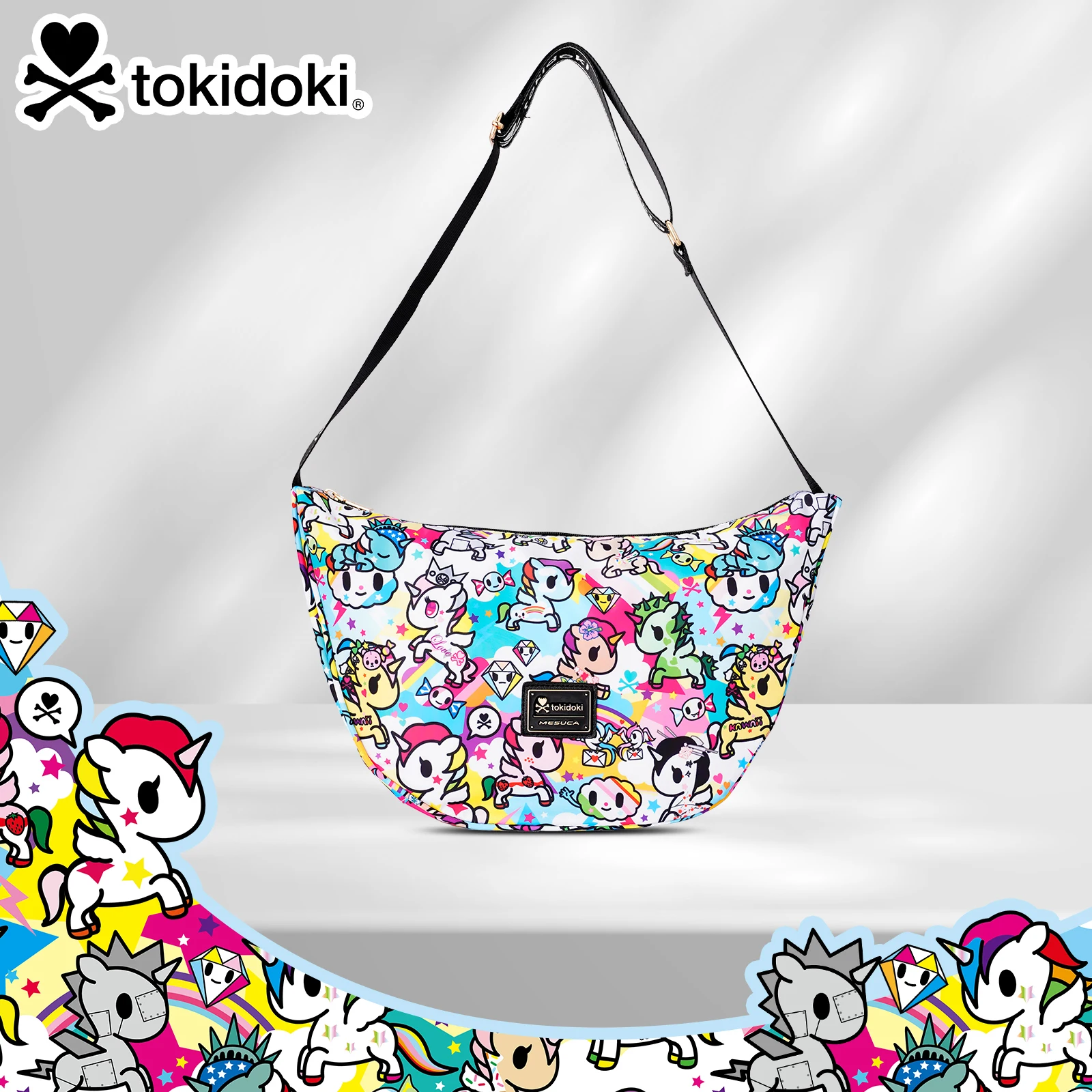 

Tokidoki Official Licensed Crossbody Bag for Women Adjustable Strap Shoulder Bag with Multiple Compartments Handbag