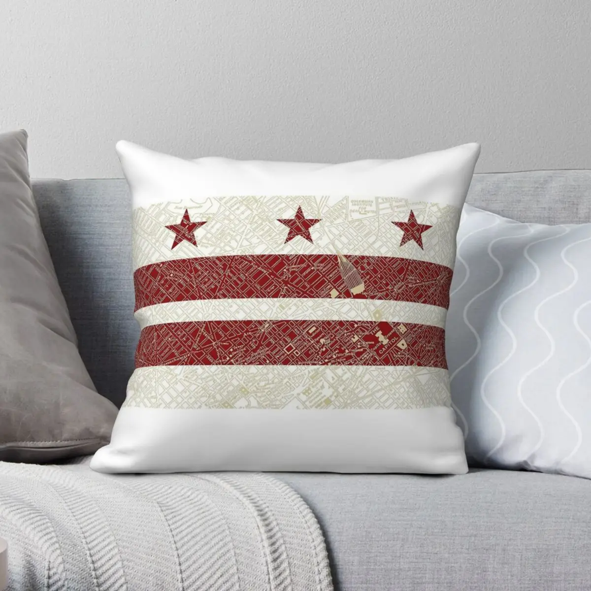 Washington DC Flag Map Square Pillowcase Polyester Linen Velvet Creative Zip Decor Sofa Seater Cushion Cover 18