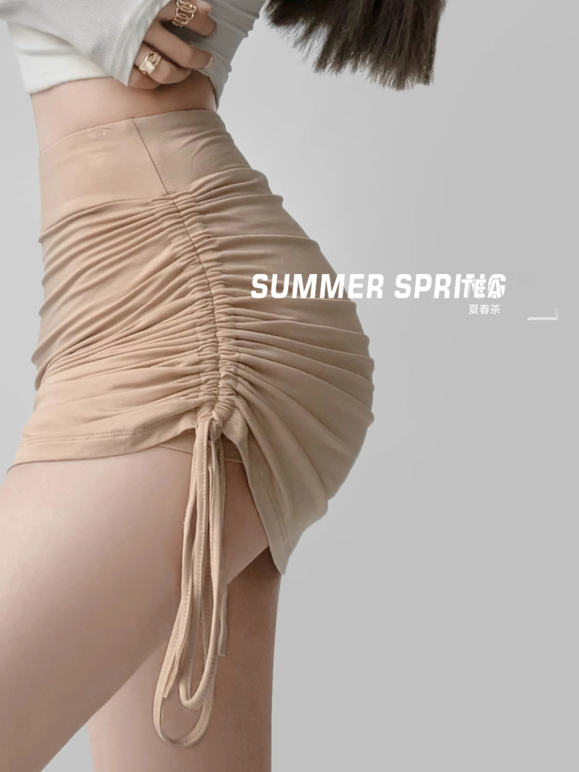 Bla Plissee Tight Fit ter Rock Damen Sommer Faion Design Sense Dstring Gürtelrock Hohe Taille Ort Rock