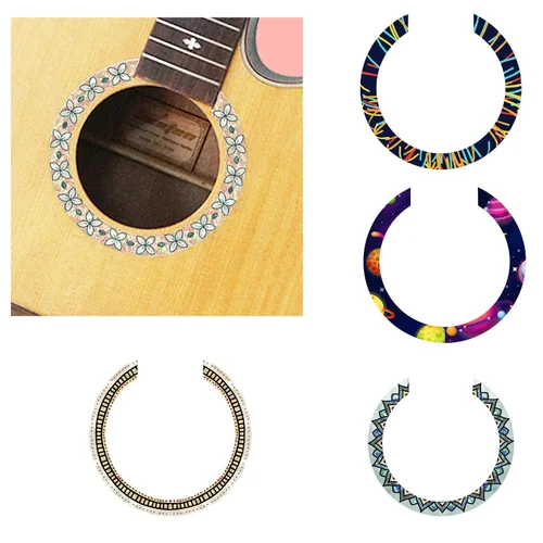 Pegatinas de decoración de agujero de sonido de guitarra, calcomanías de incrustación de diapasón de guitarra, ukelele, bajo, accesorios de guitarra, novedad