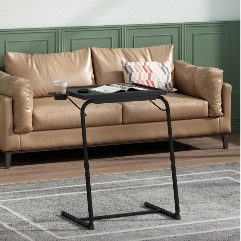 

metal Portable Adjustable Computer Desk sofa side coffee table living room With Height Angle Adjustment Black Shipping from USA