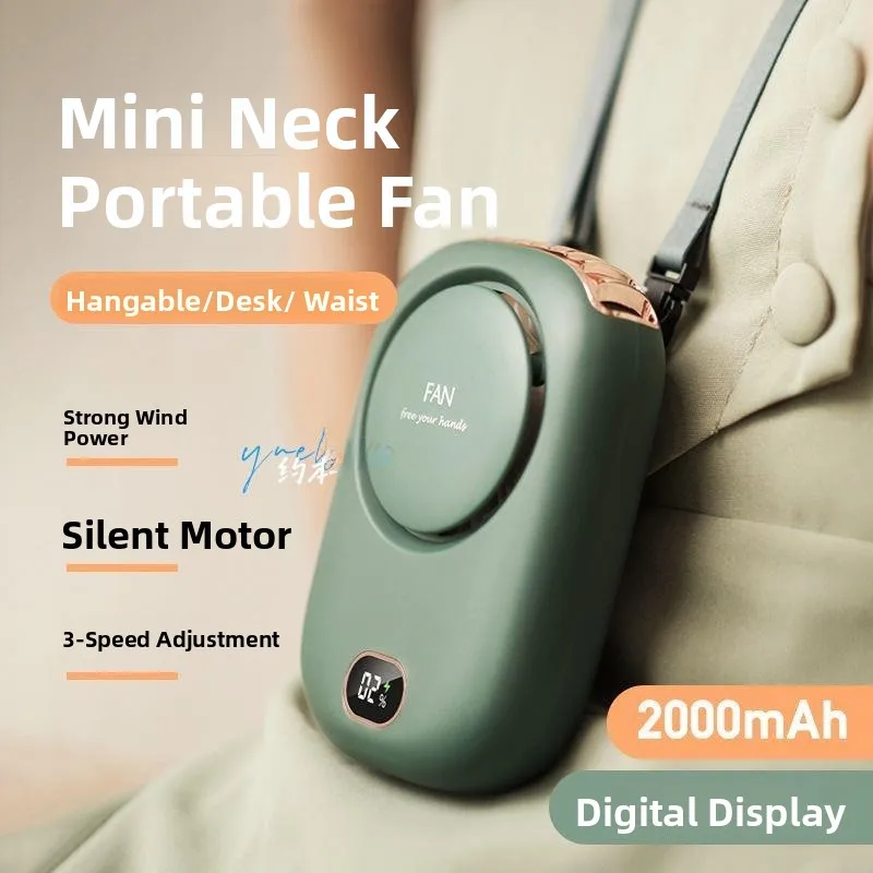 

Neck Hanging Fan Portable Personal Waist Hanging Cute USB Handheld Dormitory Military Training Cooling Tool Wind