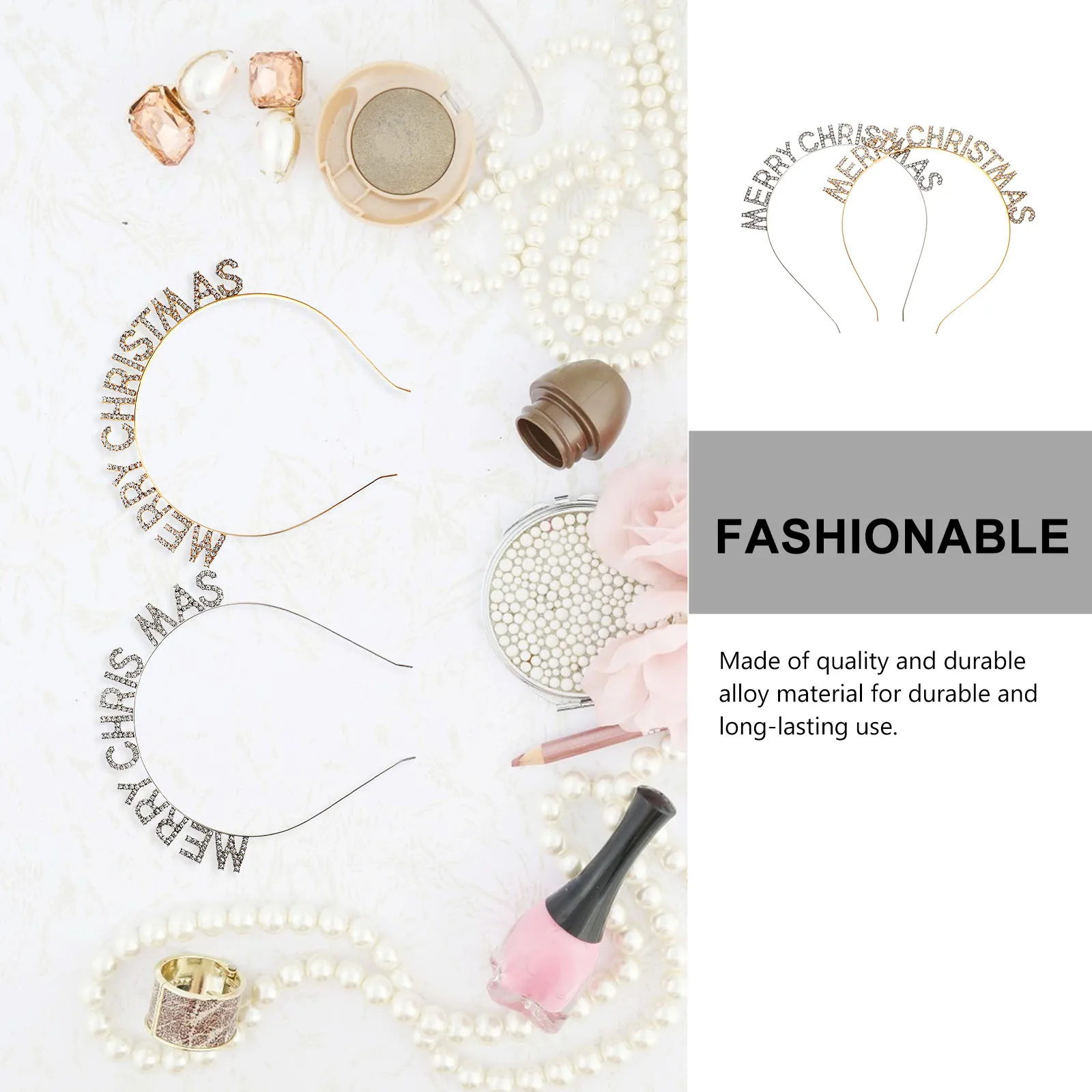 

2Pcs Decorative Letter Rhinestone Hairbands Christmas Party Headbands Festival Holiday Hair Accessories New Year Headdresses