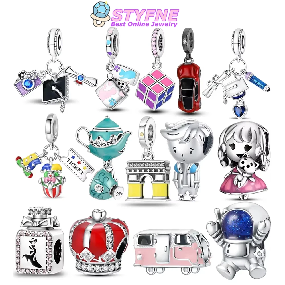 

Браслет, ювелирные изделия, женский подарок, аксессуар, подвески, серебро 925, оригинальный флакон духов, космонавт, автомобиль, докторская крышка, бусина