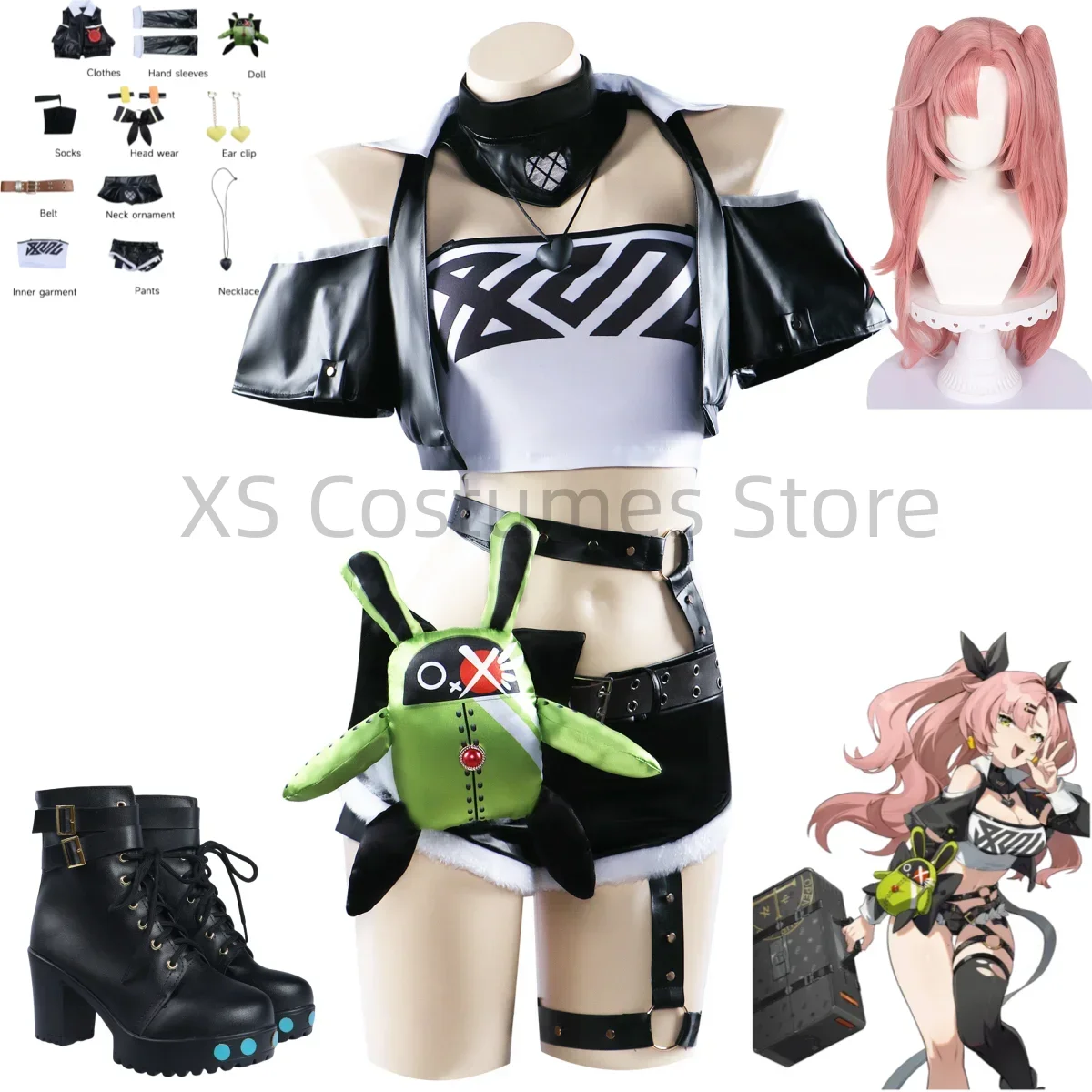 

Anime Game Zenless Zone Zero Cunning Hares Nicole Demara Cosplay Costume Clothing Accessories Wig Shoes