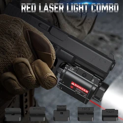 Tactical Red Laser Flashlight Combo 800 Lumen Pistol Laser Light for 20mm Picatinny Rail Mount 3 Modes Flashlights Lasers Sight