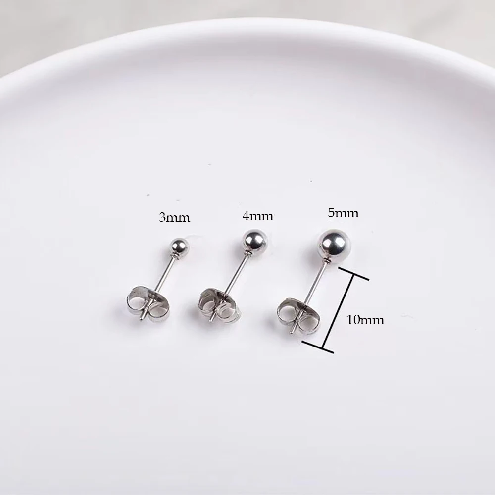 1Pair Surgical Steel Ear Tragus Cartilage Helix Jewelry Ear Piercing Studs Silver Color Round For Women Men 20Gauge