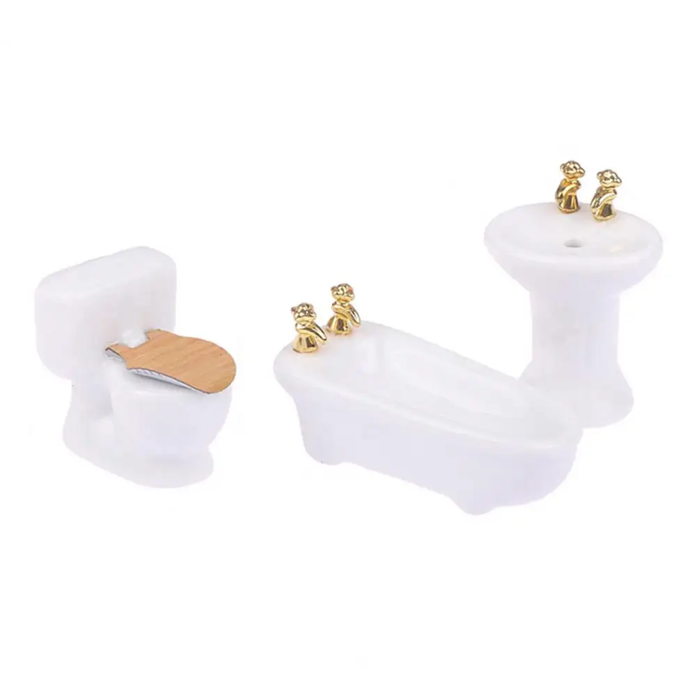 

Dollhouse Bathroom Accessories Bathtub Washbasin Toilet Model Dollhouse Miniature Accessories Set Toilet Bathtub Basin for Photo