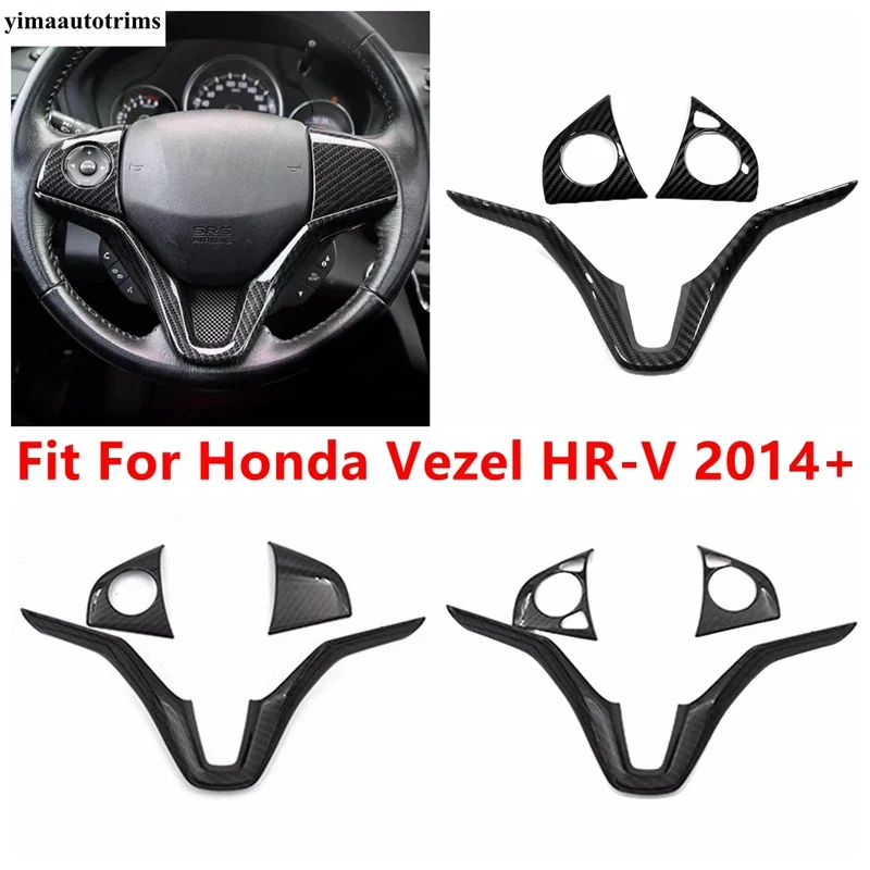 Aplicável a2014-2021Honda VezelHR-V ABSCapa decorativa para botões do volante de carro em fibra de carbono, acessórios de interior