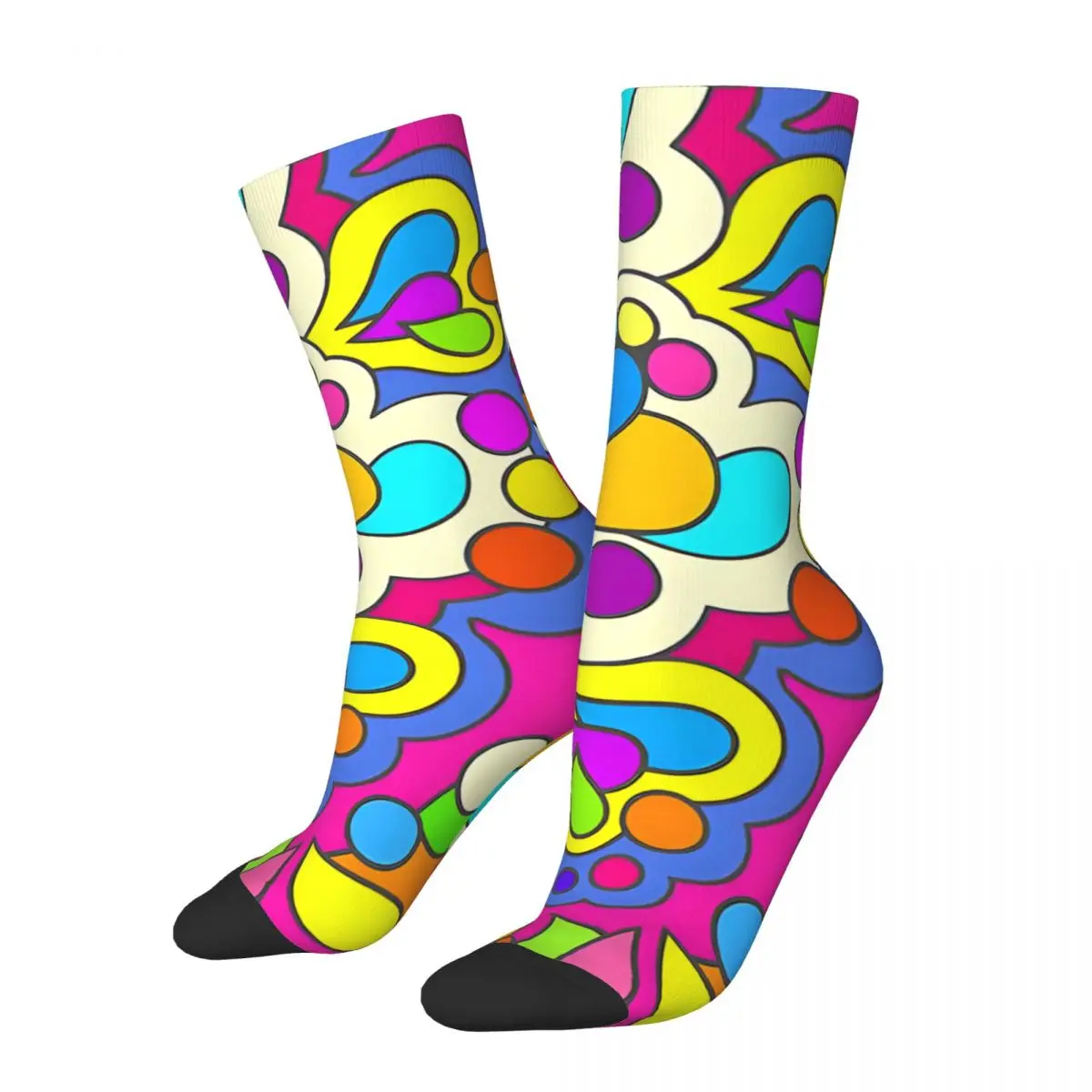 Crazy compression Funky Abstract Hippy Art Sock for Men Vintage Seamless Pattern Crew Sock Novelty