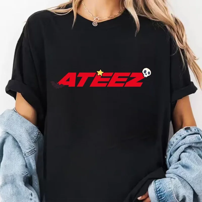 KPOP ATEEZ 25 سنة الكرتون قصيرة الأكمام تي شيرت القطن مخصص Hongjoong Mingi San Yunho المشجعين هدية المشجعين الحفل الملابس