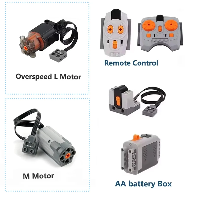 Motor L de exceso de velocidad, tecnología PF, piezas de bloques de construcción, juego de Control remoto, función de potencia, Motor M, ladrillos Moc, accesorios de juguetes DIY