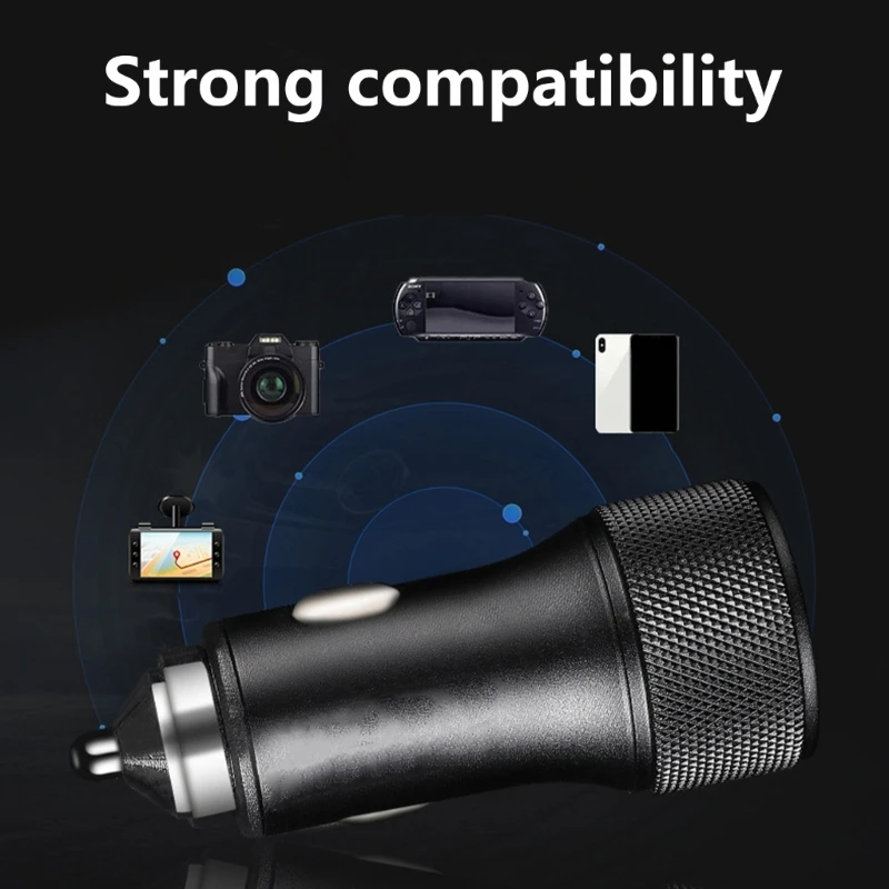

QC3.0 Intelligent Car Rapid Car Charging Solution Two USB Port Car Fast Charging Adapter All Metal Casing Skin