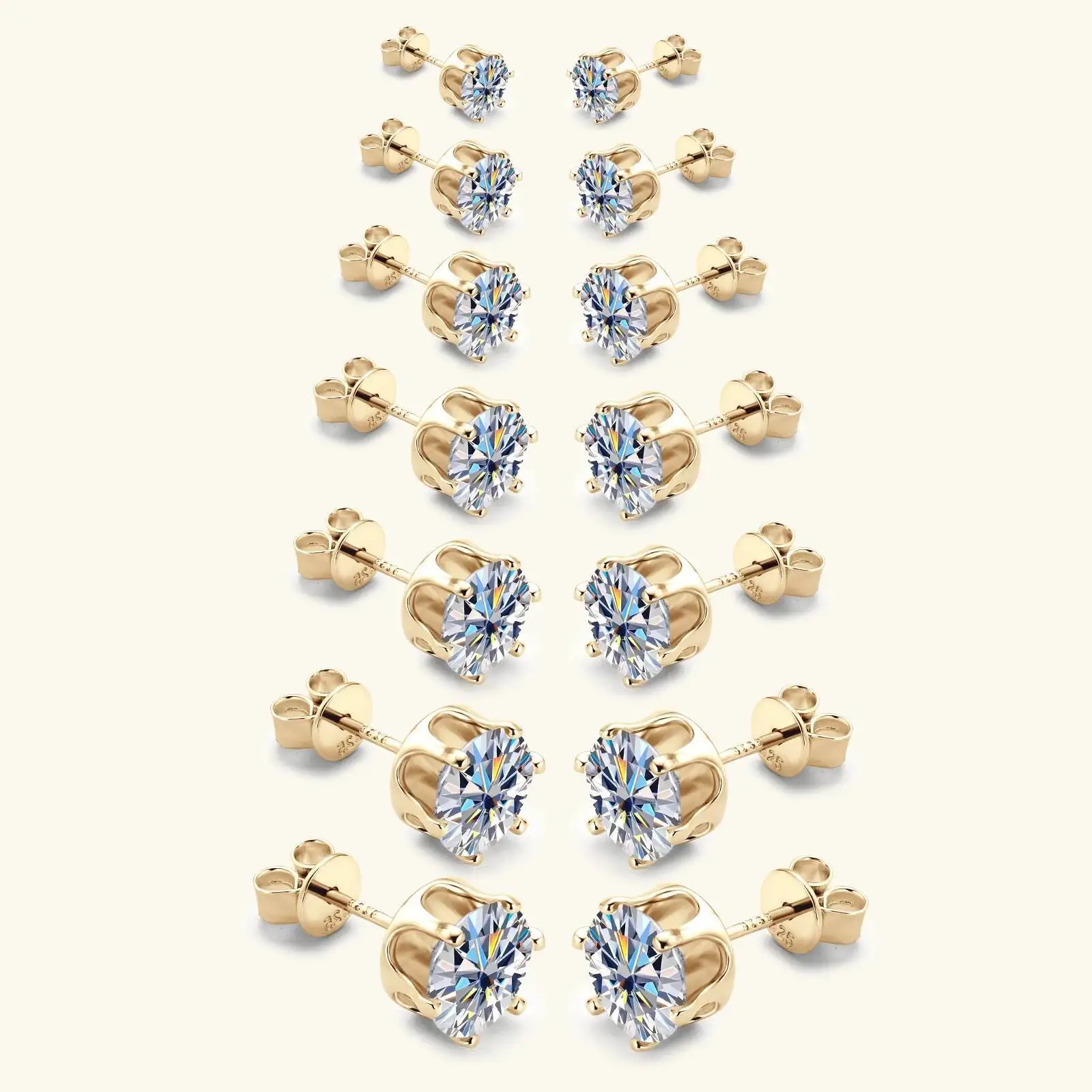 JoiasHome Ohrstecker aus 925er Sterlingsilber, 0,1–3 Karat, D-Farbe, Moissanit-Ohrstecker, funkelnder Piercing-Schmuck für Damen und Herren – Detail 7