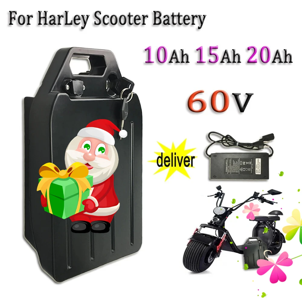 

Waterproof 60V Lithium Battery 10/15/20Ah for Harley Citycoco 2000W Electric Scooter Motorcycle Replacement Battery