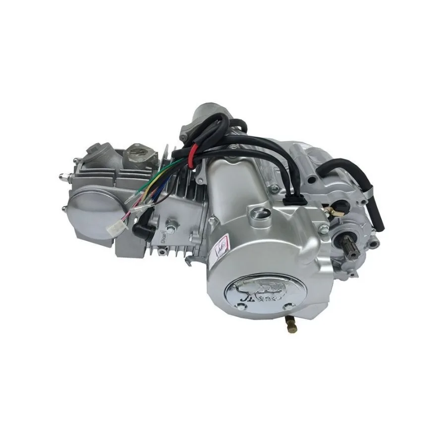 Horizontal engine assembly for motorcycle three-wheeler drive shafts