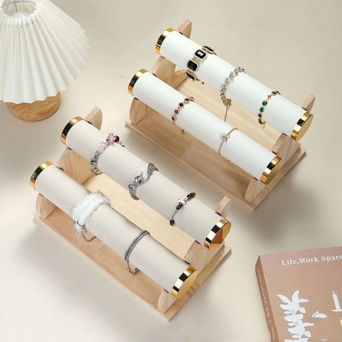 Multi-Function Solid Wood Display Stand, Adjustable Bracelet Watch Organizer, Removable Tiers for Professional Photo Shooting