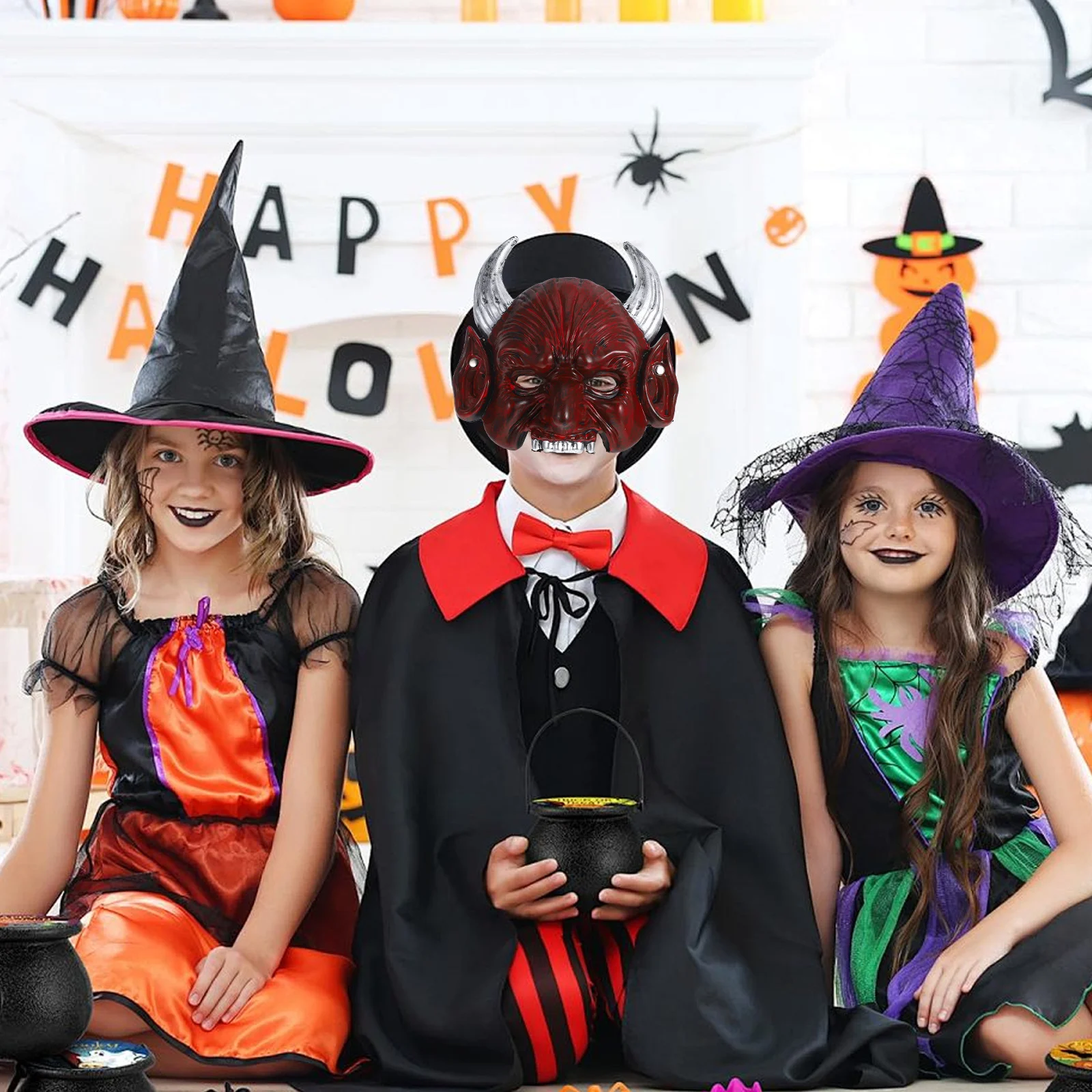 

Devil Scary Half Face Mask Red Masquerade Cosplay Costume Party Props for Adults Teens Halloween Horror Halloween Mask Men