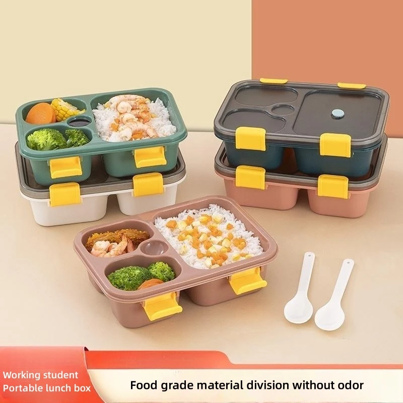 Microwave Lunch Box Wheat Straw Bento Box With Compartment Camping Picnic Food Container Kids School Adult Office Lunchbox