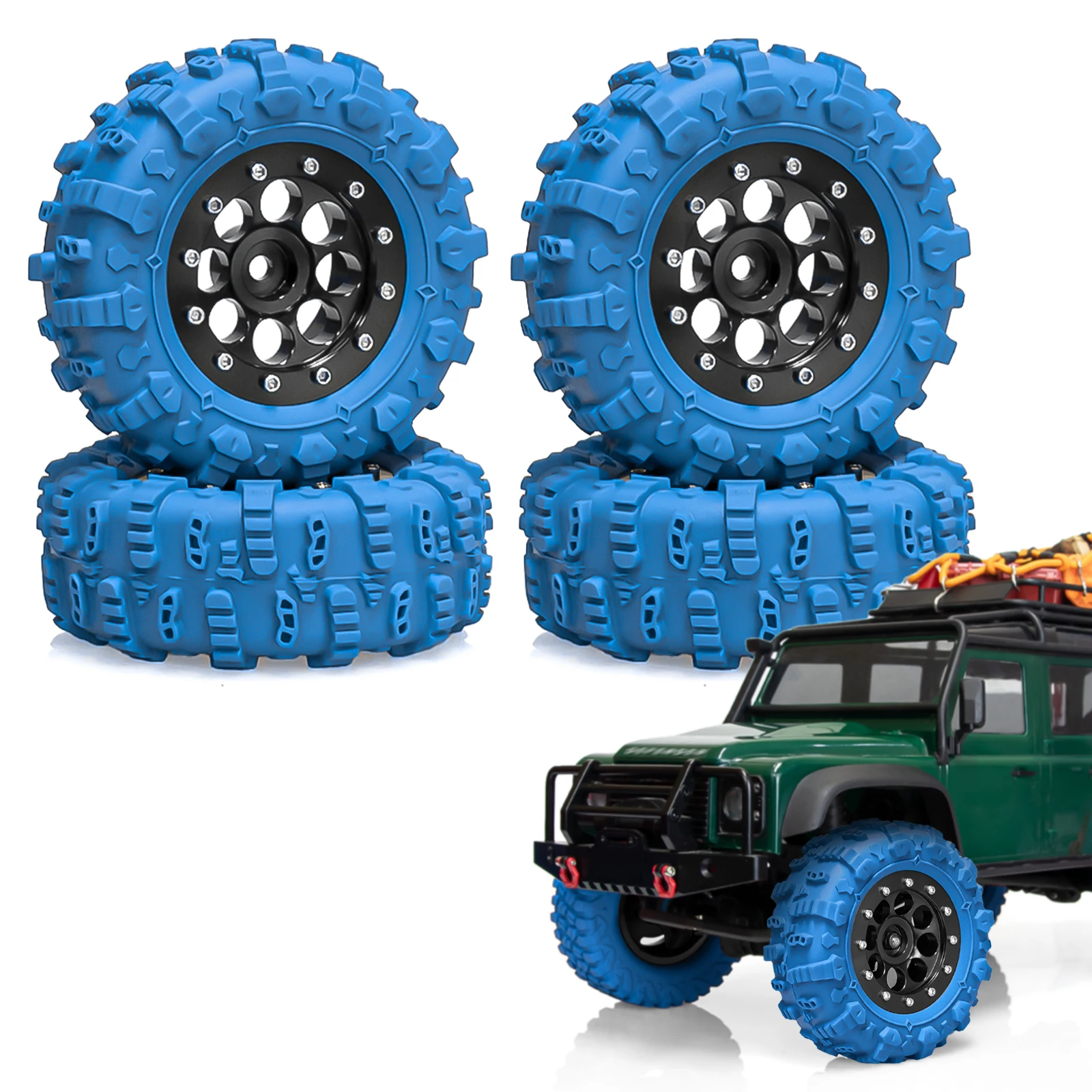 

OKHL 1.3” Tire 1.45 Inch Beadlock Wheel Rim Tire Colored Super Soft Mud Tyres for 1/18 1/24 RC Crawler TRX4M SCX24 AX24 FCX24