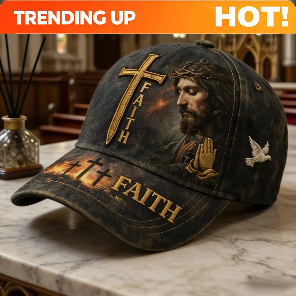 Custom Unisex Christian Faith Cap With Holy Spirit & Heavenly Bible Verse 'Walk By Faith' - Retro Suitable For Church Worship, P