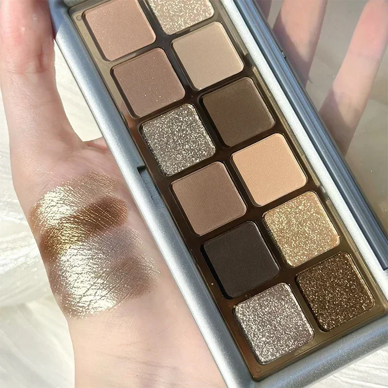 Paleta de sombras de ojos con purpurina para mujer, 12 colores, brillo, belleza, Color de ojos, Maquillaje a prueba de agua