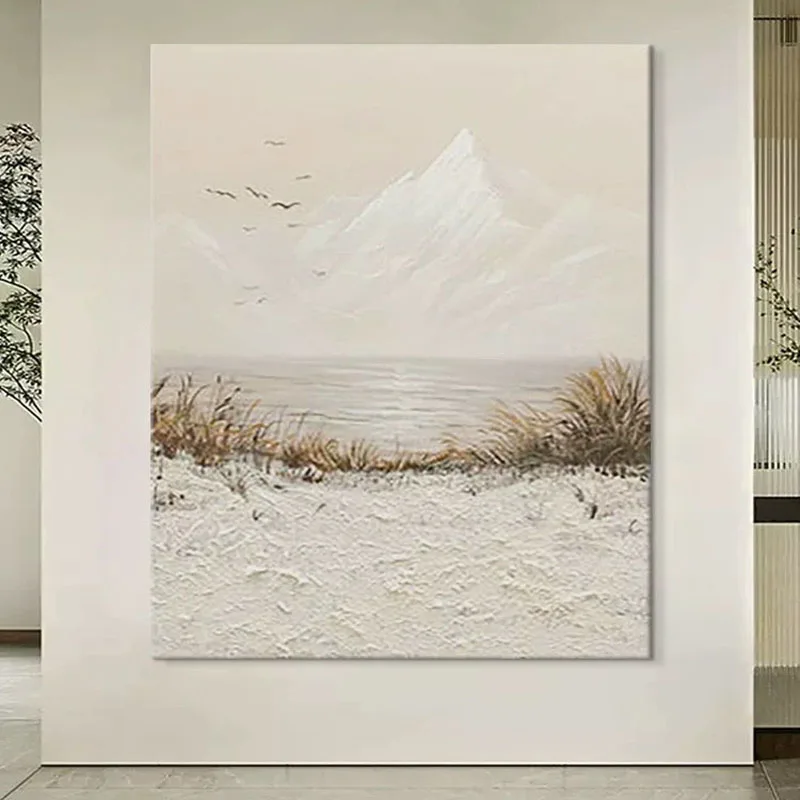 Beach and Distant Mountain Scenery Abstract Hanging Painting For Home Decoration Bedroom Dining Room Living Room Sofa Background