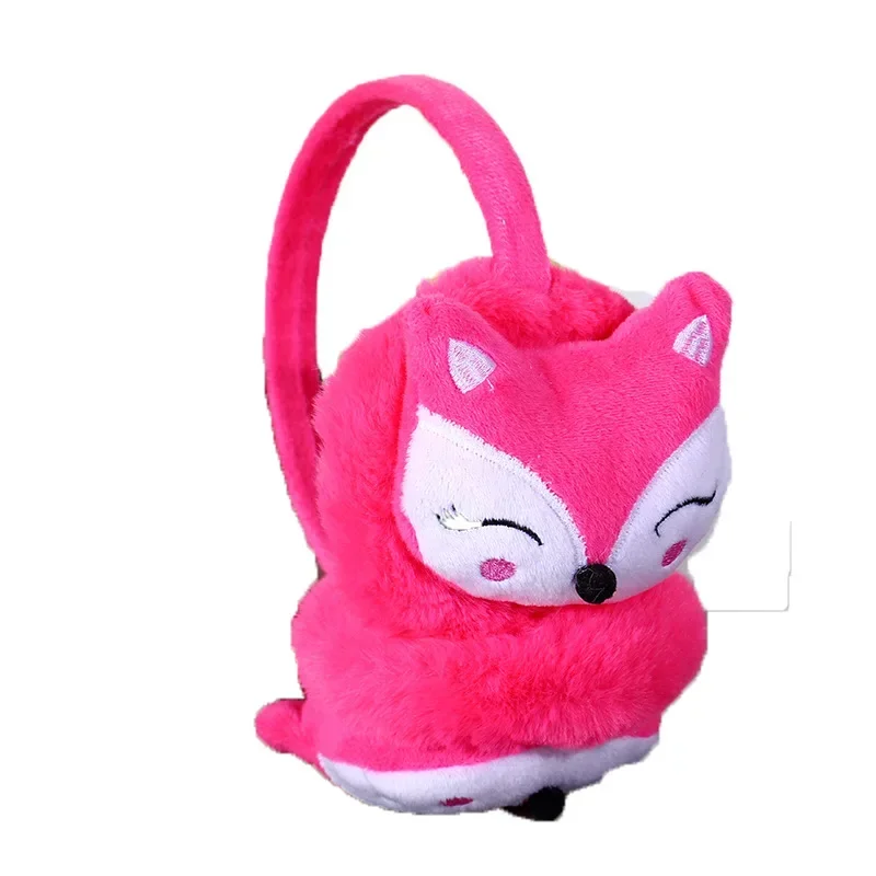 Children's Winter Fluffy Warm Earmuffs Cute Cartoon Animal Fox Plush Thick Soft Adjustable Ear Cover Kids Kawaii Headband Earlap