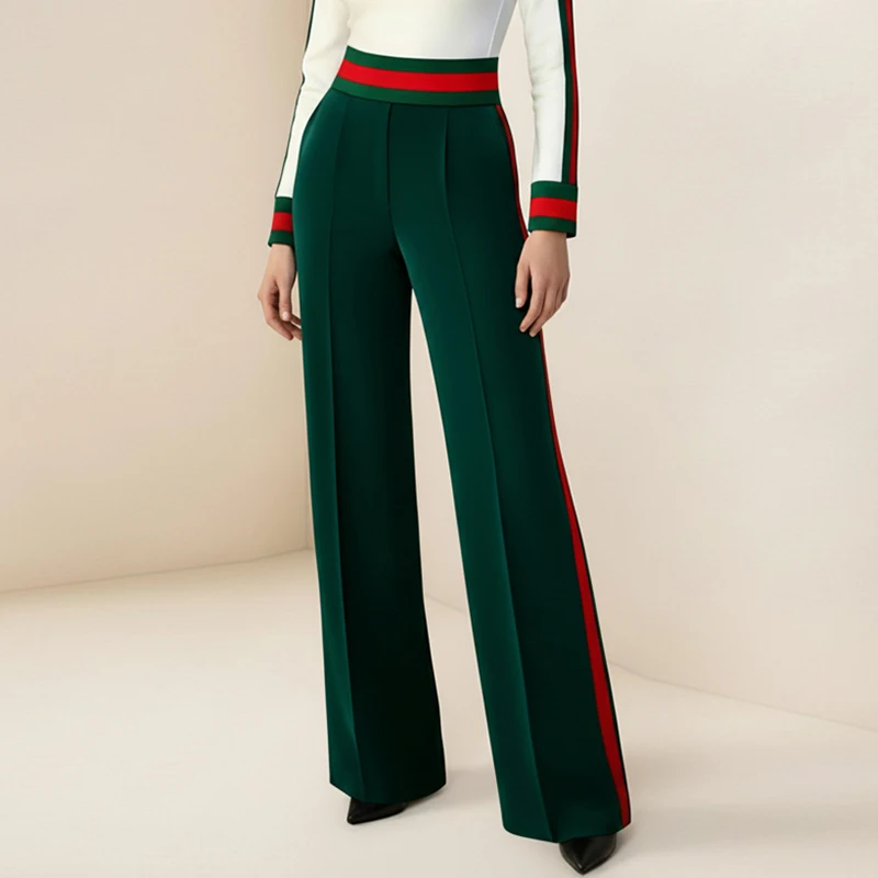 Modigirl femmes Vintage élégant fête 2 pièces pantalon ensemble 2026 contraste couleur haut rayé pantalon à jambes larges élégant dames ensembles