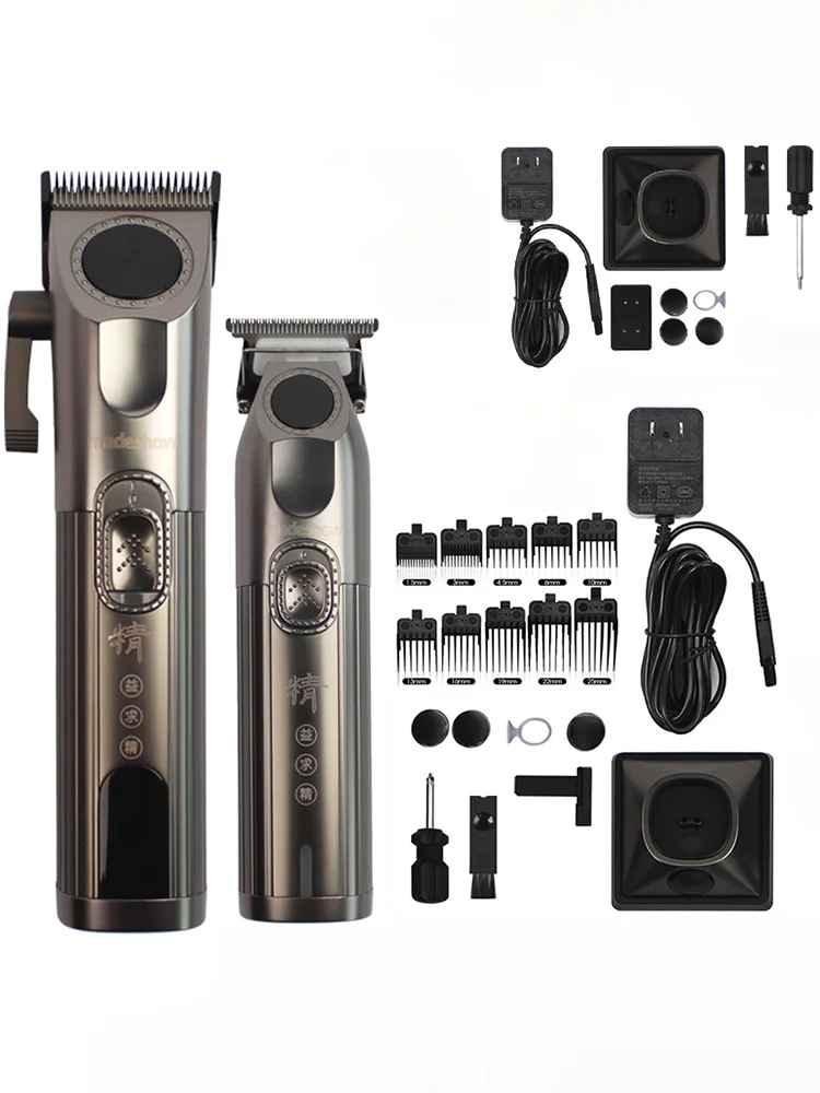 

Madeshow M8F M9 Professional Men's Hair Clipper Barber Shop Salon Trimmer with Base Cordless Vintage Oil Head Push 3200mAh 13W