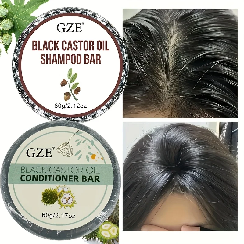 GZE Jamaica-barra de champú con aceite de ricino negro, juego de barra acondicionadora, cuidado hecho a mano, limpieza profunda, hidratante, tamaño de viaje