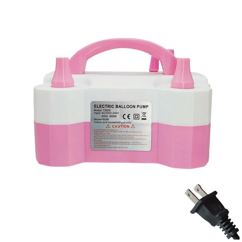 

Electric Air Balloon Pump With Dual Nozzle, 600W Portable Inflator For Party Decorations, US Plug