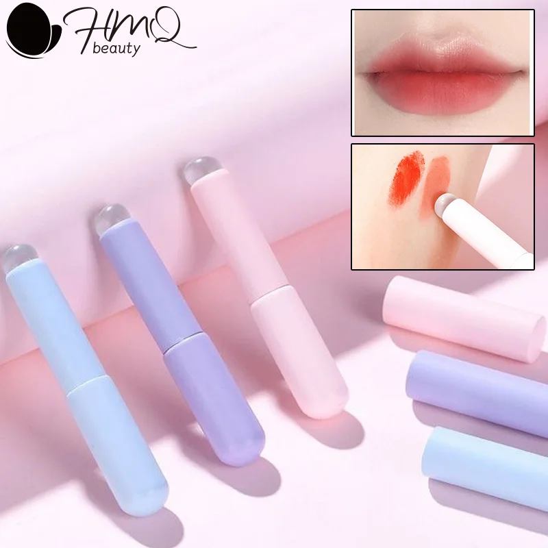 

Mini Silicone Lip Brush Concealer Brushes With Cover Portable Soft Washable Round Head Lipstick Brushes Multi-Functional Makeup