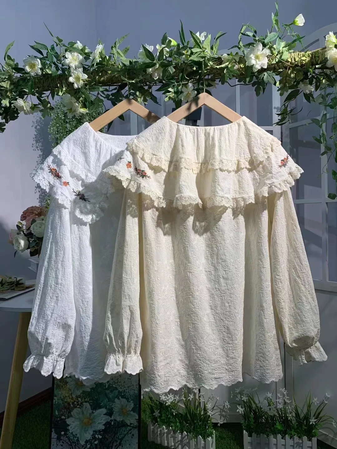 Otoño nuevo algodón suelto irt con bordado largo Sve cuello alto cinturón diseño japonés Sle mujer Premium Faion