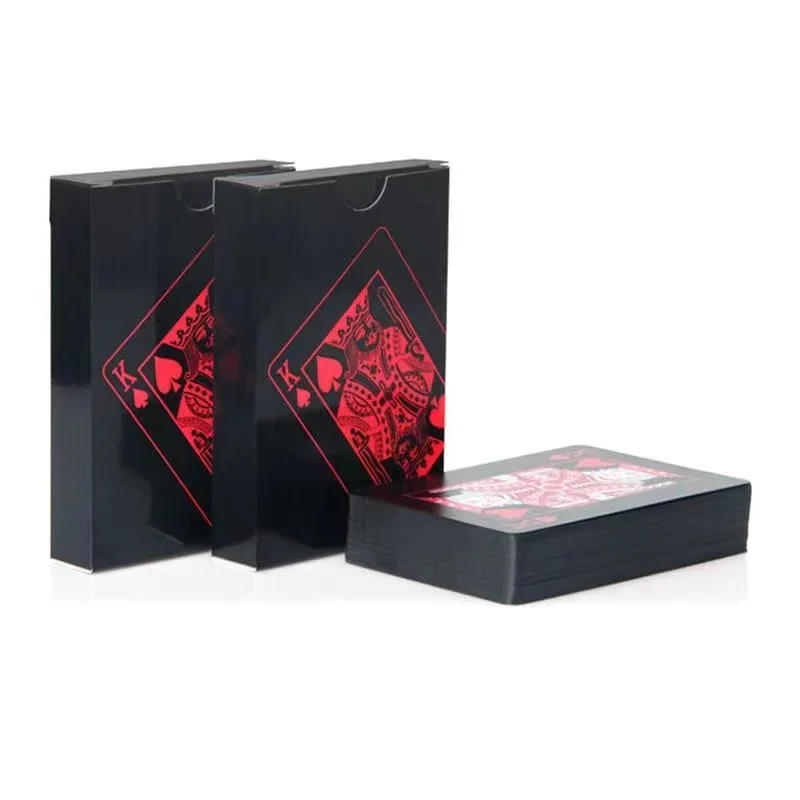 Waterproof PVC Pure Black Magic Box-Packed Plastic Playing Cards 54pcs Cards Set Deck Poker Classic Magic Tricks Tool Board Game