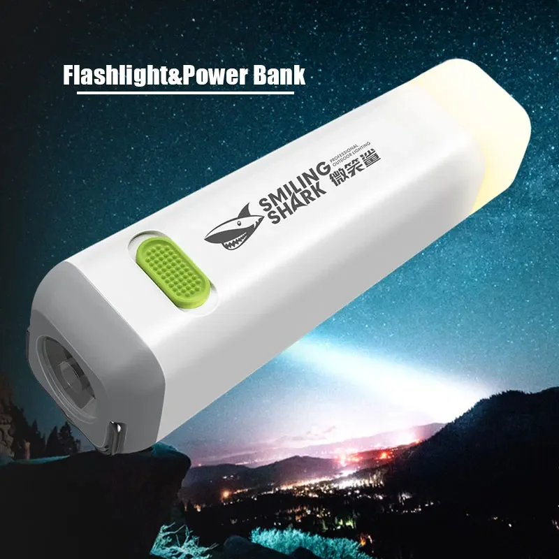 Mini High Light Flashlight Power Bank 2 In 1 Waterproof Ultra Bright Torch USB Rechargeable Powerful Lamp Flashlight Portable