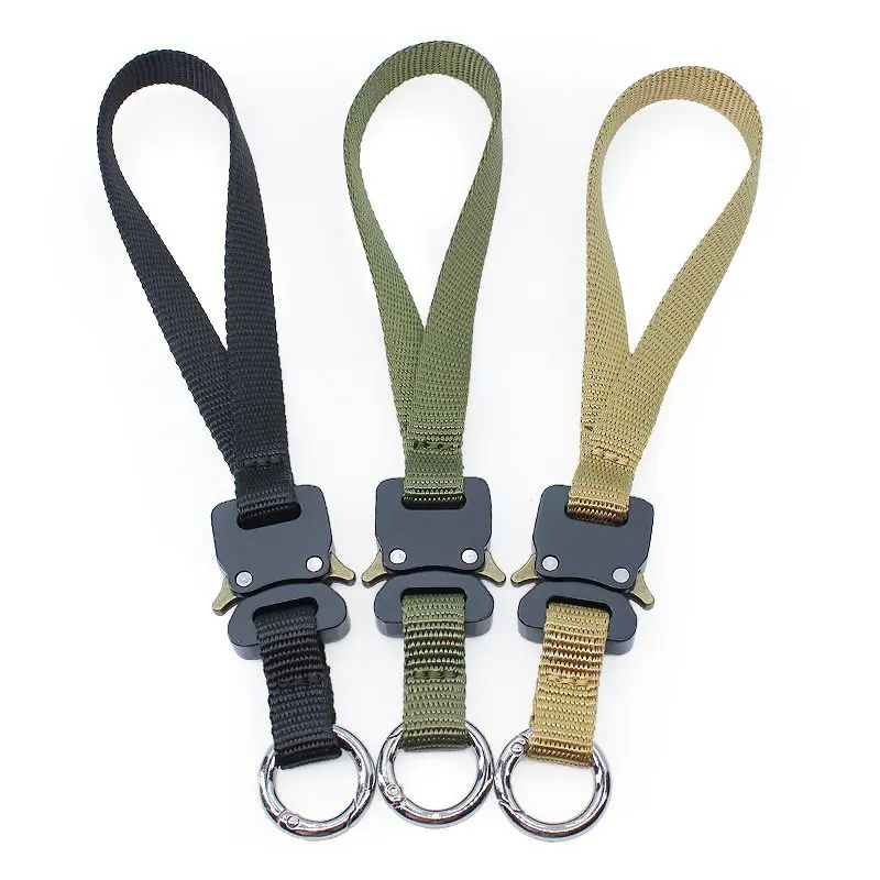 

Metal Keychains Outdoor Equipment Climbing Button Carabiner Tactical Backpack Multifunctional BuckleMolleNylon Ribbon Hook Buckl