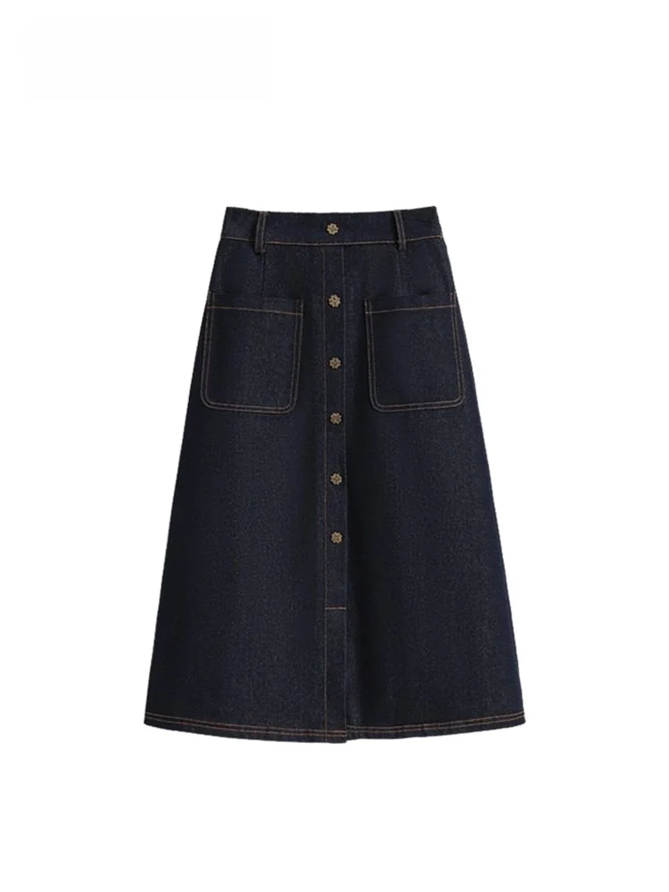 Falda de cintura alta estilo A para mujer, talla grande, nueva colección de primavera, informal, de algodón, estilo vaquero, a la moda, estilo colegiala.